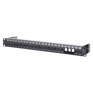 Telaio per Moduli Keystone da 19", 1RU, 24 Porte vuoto, schermato, colore nero