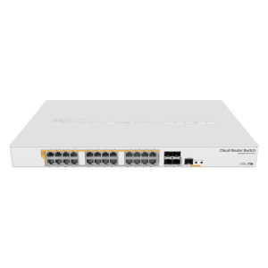 CRS328-24P-4S+RM: Switch a 24 porte Gigabit con quattro porte SFP+ da 10 Gbps in case rackmount 1U, Dual Boot e uscita PoE, 500W 