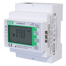 LE-03ETH-CT: Misuratore energia Trifase. Display LCD retroilluminato. Misura semidiretta, bidirezionale, a quattro quadranti dei parametri elettrici e di rete, MID, Modbus TCP.