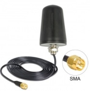 ANT-80: LoRa Antenna 868 MHz SMA Plug 0 dBi omnidirectional (RG-174, 3 m) roof mount outdoor black