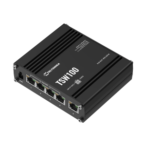 TSW100: Switch Gigabit Ethernet , quattro porte IEEE802.3af e IEEE802.3at Power-over-Ethernet standards (PoE).
