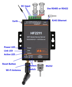 Serial Server Device - HF2211 - RS232/RS485, TCP/IP