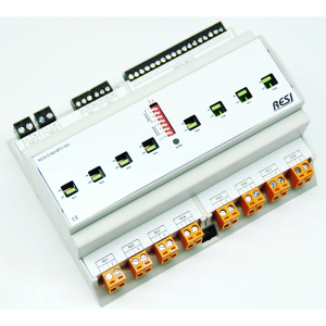 RESI-S16DI8PO-SIO: modulo con 16 ingressi digitali per segnali 12-48V= e 8 relè bistabili. portata dei contatti: max. 250Vac, 16A, 200µF, RS485, MODBUS/RTU+ASCII slave, 12-48VDC