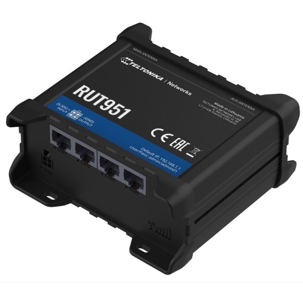 RUT951 router compatto LTE 4G/3G, WiFi 2.4 GHz 3 MIMO 300Mbps, dual sim. CPU Mediatek