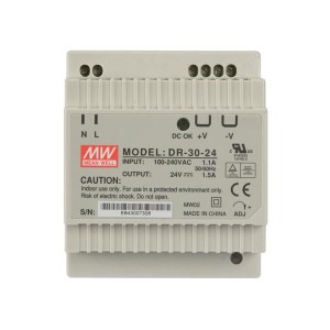 DR-30-24:AC/DC DIN RAIL Single output 30W 24Vdc 1.25A