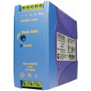 CHINFA DRAN30-24A: Alimentatore barra DIN, Uscita 24 VDC 30 Watt, Ingresso 100-240 VAC