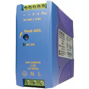 CHINFA DRAN60-24A: Alimentatore barra DIN, Uscita 24 VDC 60 Watt, Ingresso 100-240 VAC